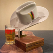 Load image into Gallery viewer, Stetson Hat with JBS Pin and Ribbon Band and Feather