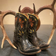 Load image into Gallery viewer, Vintage Acme Kids Boots Black with Red and Yellow Inlays Leather