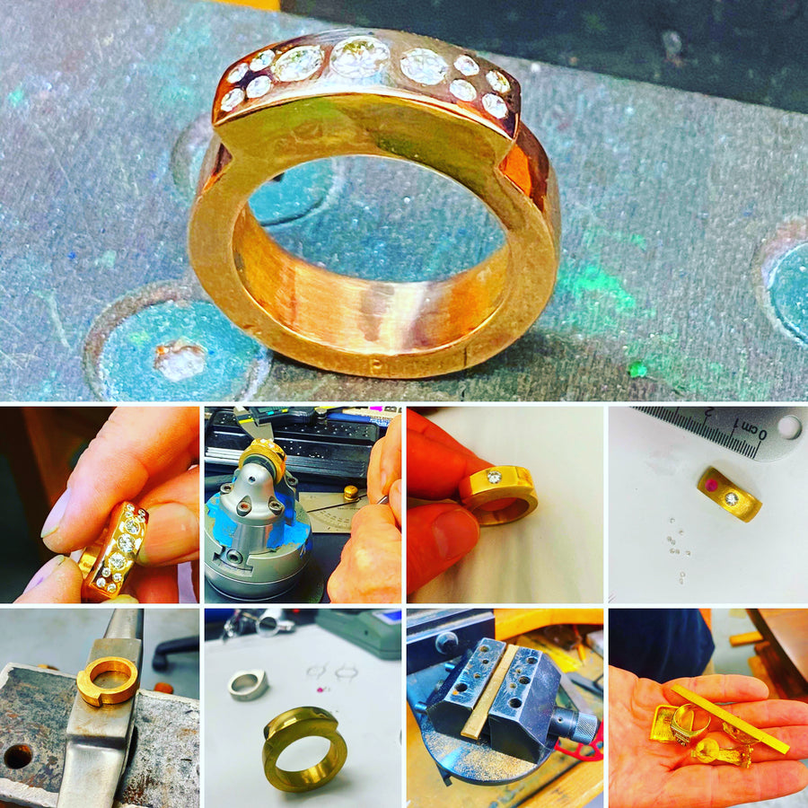 22K Gold and Diamond Ring Heavy one of a KIND