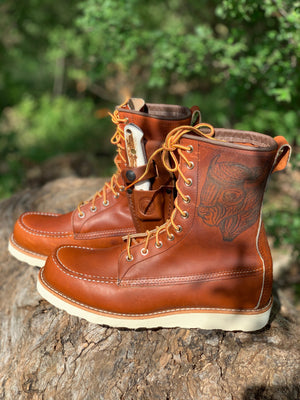 Buffalo "Bison" Tattooed Redwing Boots (Moc toe)