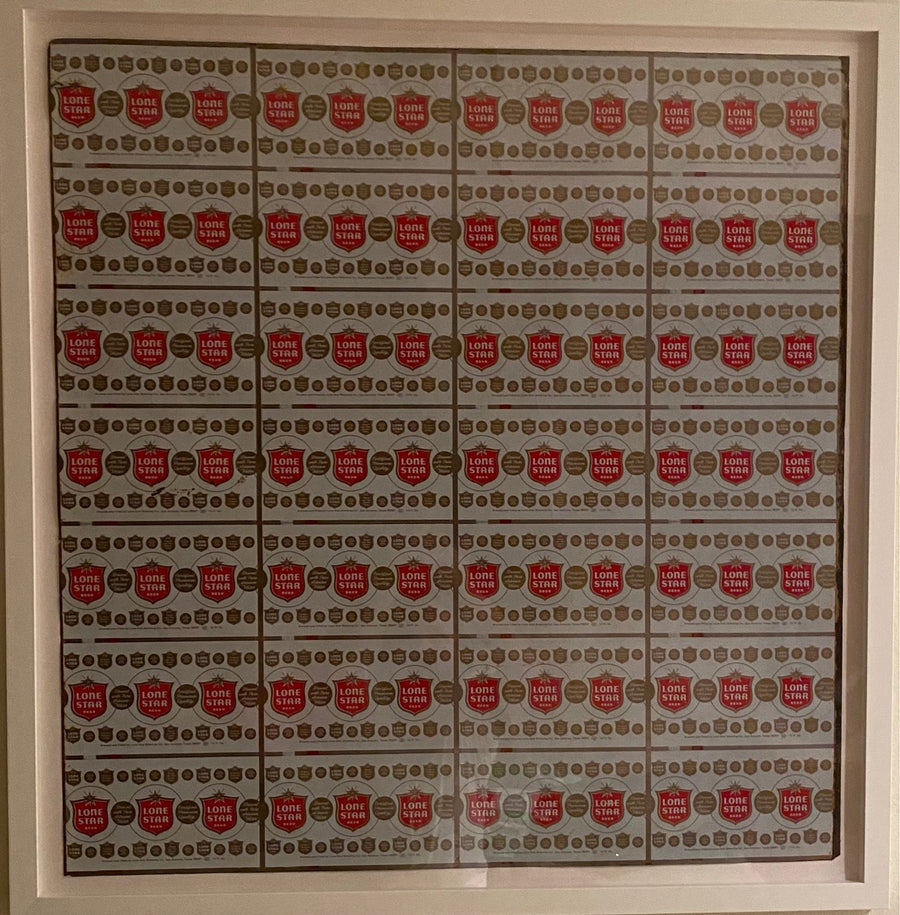 TEXAN ANDY WARHOL - Framed Lone Star Can Vintage UNCUT Sheet