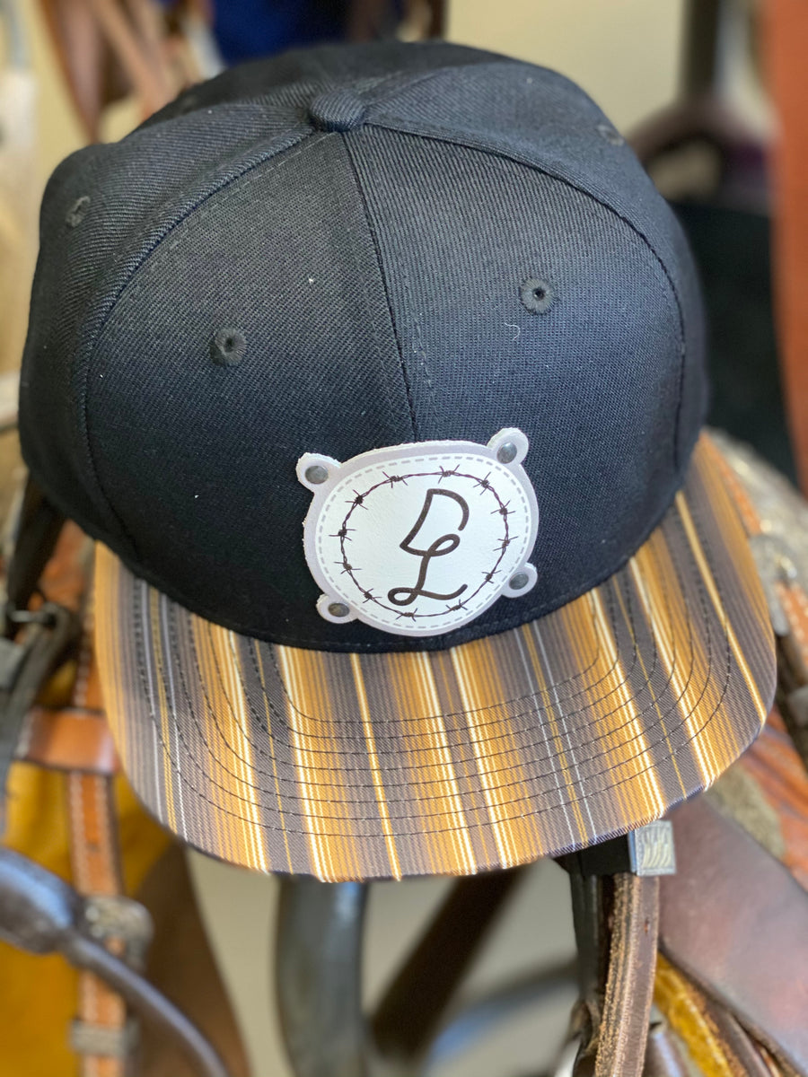 Dos Laredos Brand Leather Barbwire DL Brand Patch Brown Sarape Baseball Snapback Hat