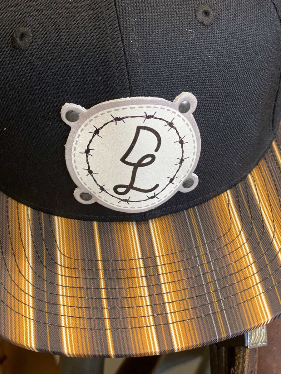 Dos Laredos Brand Leather Barbwire DL Brand Patch Brown Sarape Baseball Snapback Hat
