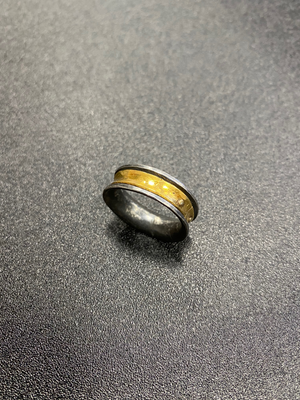 Forged 24K Gold and Sterling Silver double with 18K Gold Rivets Mens or Womens Ring band by George Schroeder