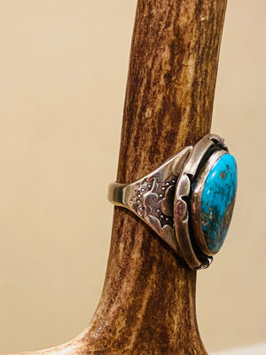 Navajo Pawn Turquiose Silver Turquoise Ring