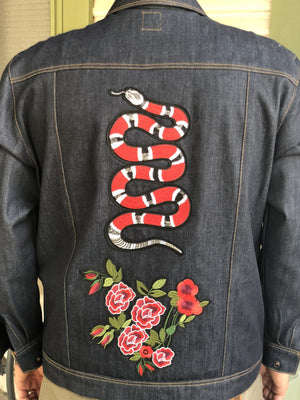 “SELF MADE” PATCHED UP DENIM JACKET