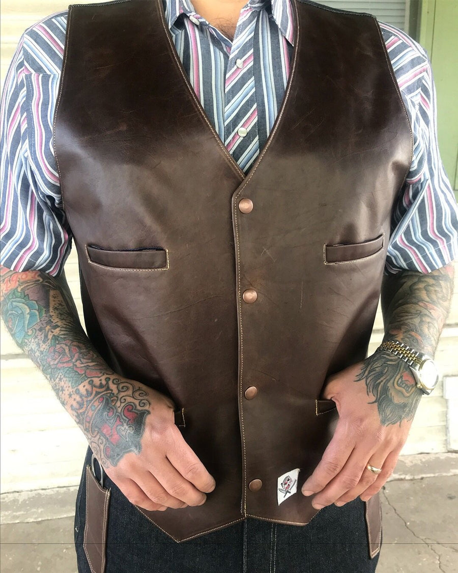 Denim and Leather Bar Vest