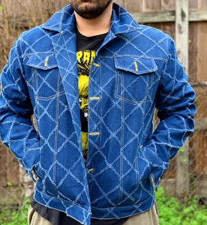 "Lucy in the Sky" patched jacket with Dia de los Muertos Lining