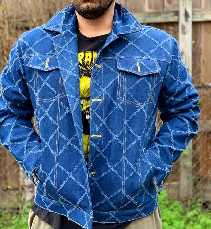 "Lucy in the Sky" patched jacket with Dia de los Muertos Lining