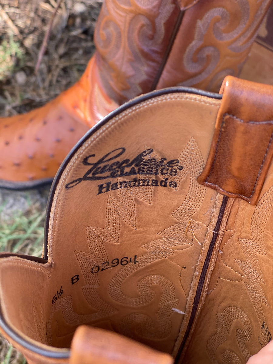 Vintage Handmade Lucchese Boots Ostritch in saddle Color