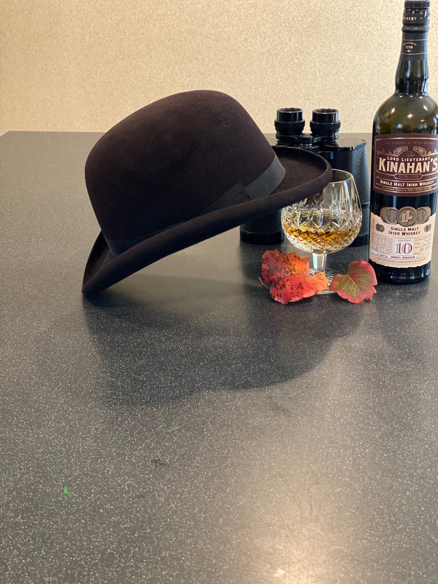 Texas Hatters Hat Black Derby Bowler top Hat colored black ribbon