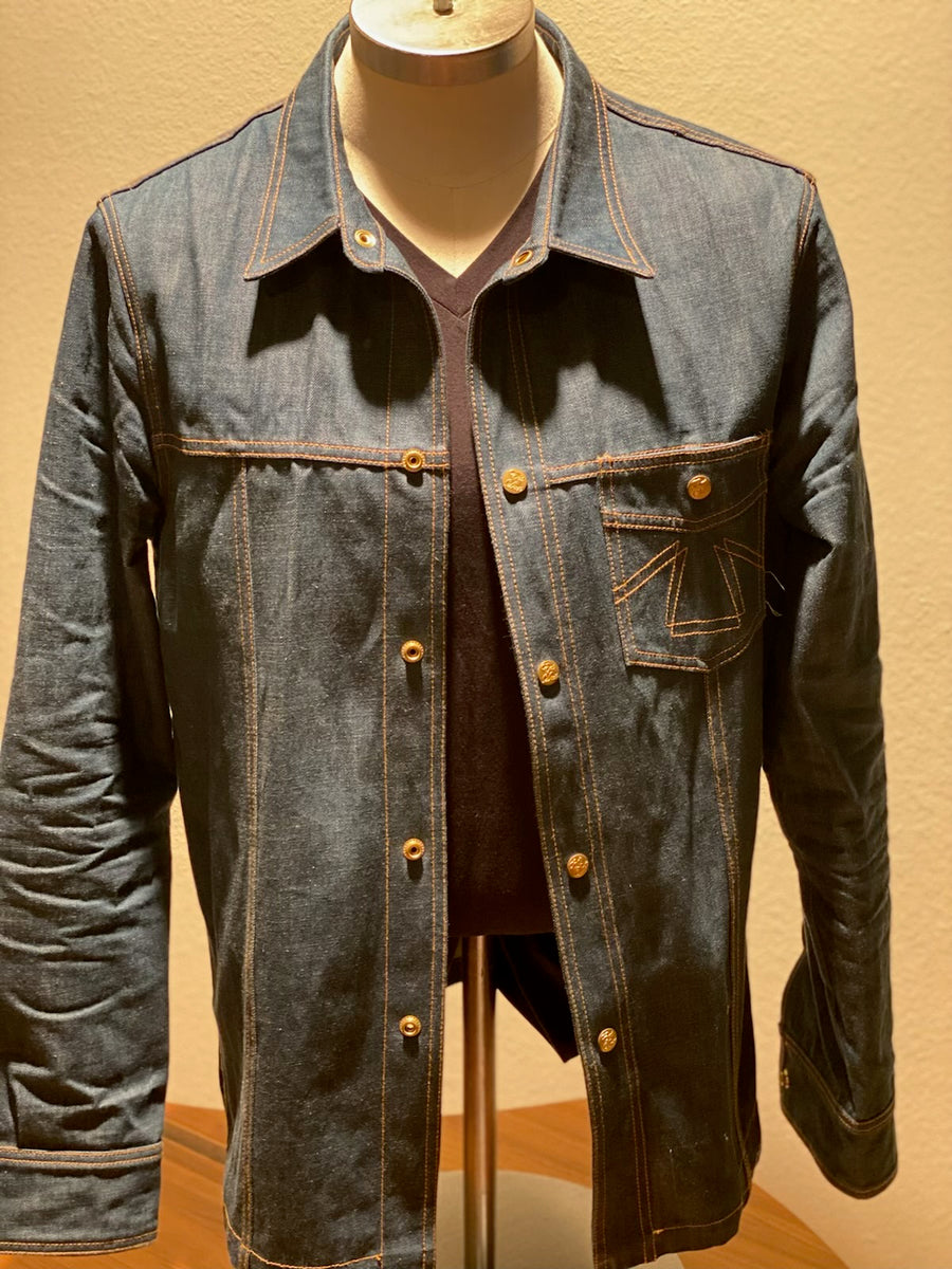 Eat Dust Denim Jacket - used and embellished with Dos Laredos Brand Patch