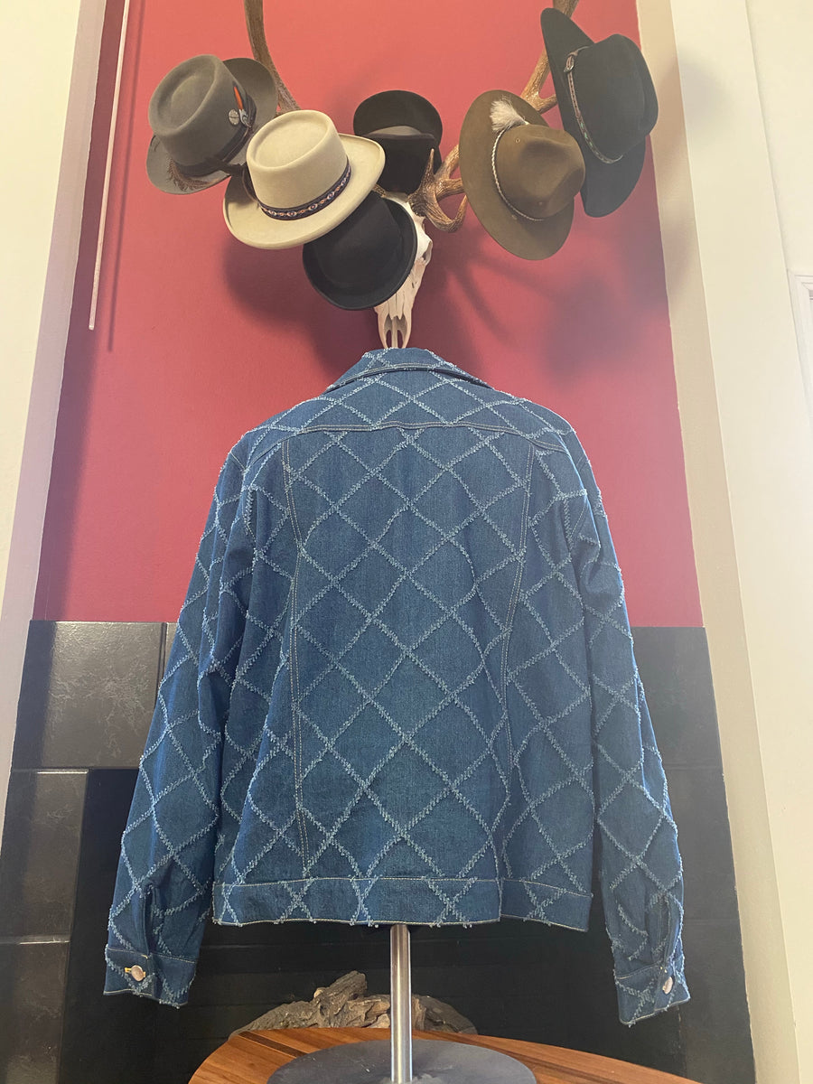 "Lucy in the Sky" patched jacket with Dia de los Muertos Lining