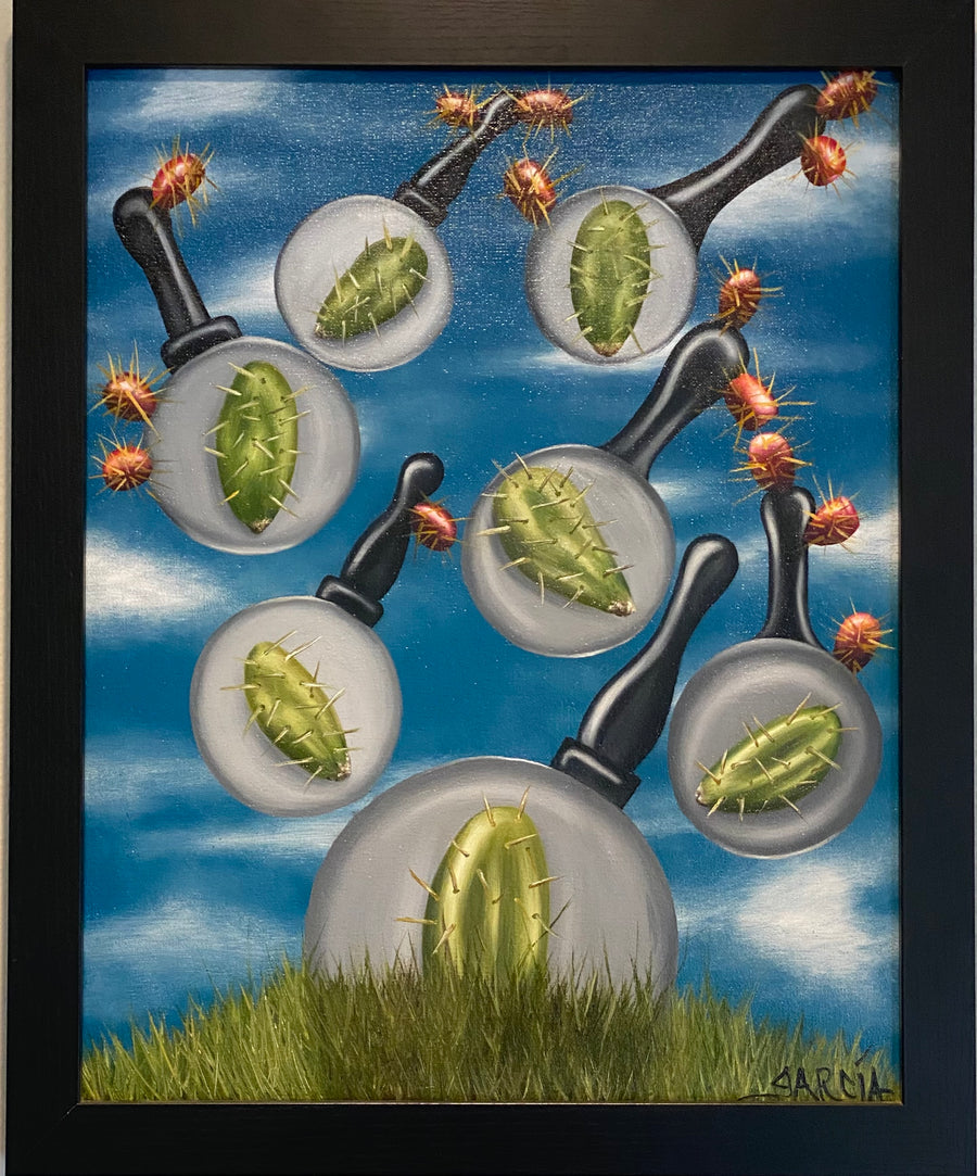 Framed "Sartenes y Nopales" Original Painting by Antonio Garcia