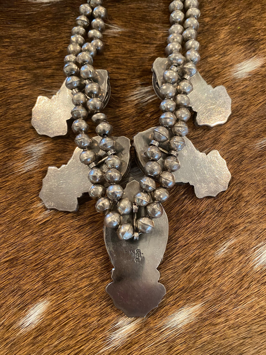 Vintage Squash Blossom with 5 Large turquoise stones