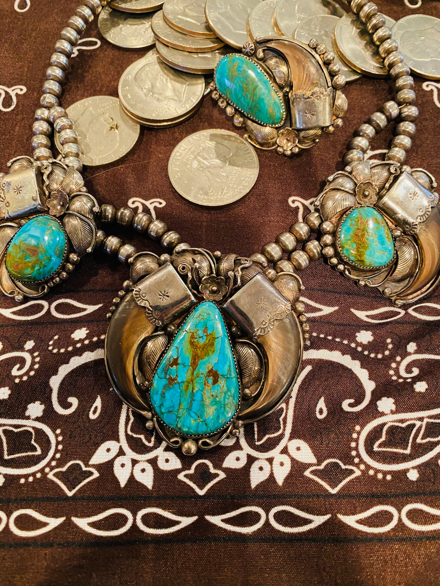 Navajo Blue Gem Turquoise Bear Claw Necklace Sold At, 55% OFF