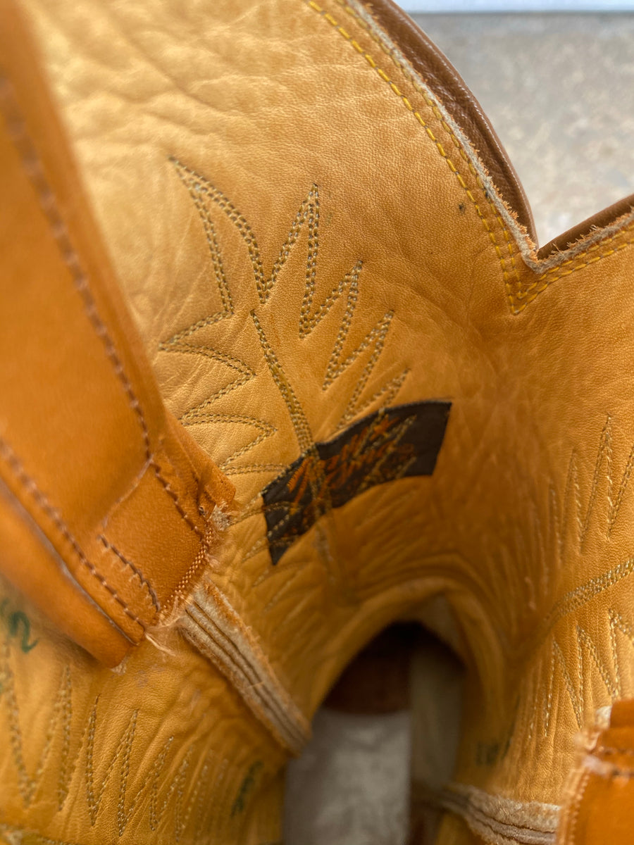 Vintage Tony Lama Ostritch boots in Peanut Color