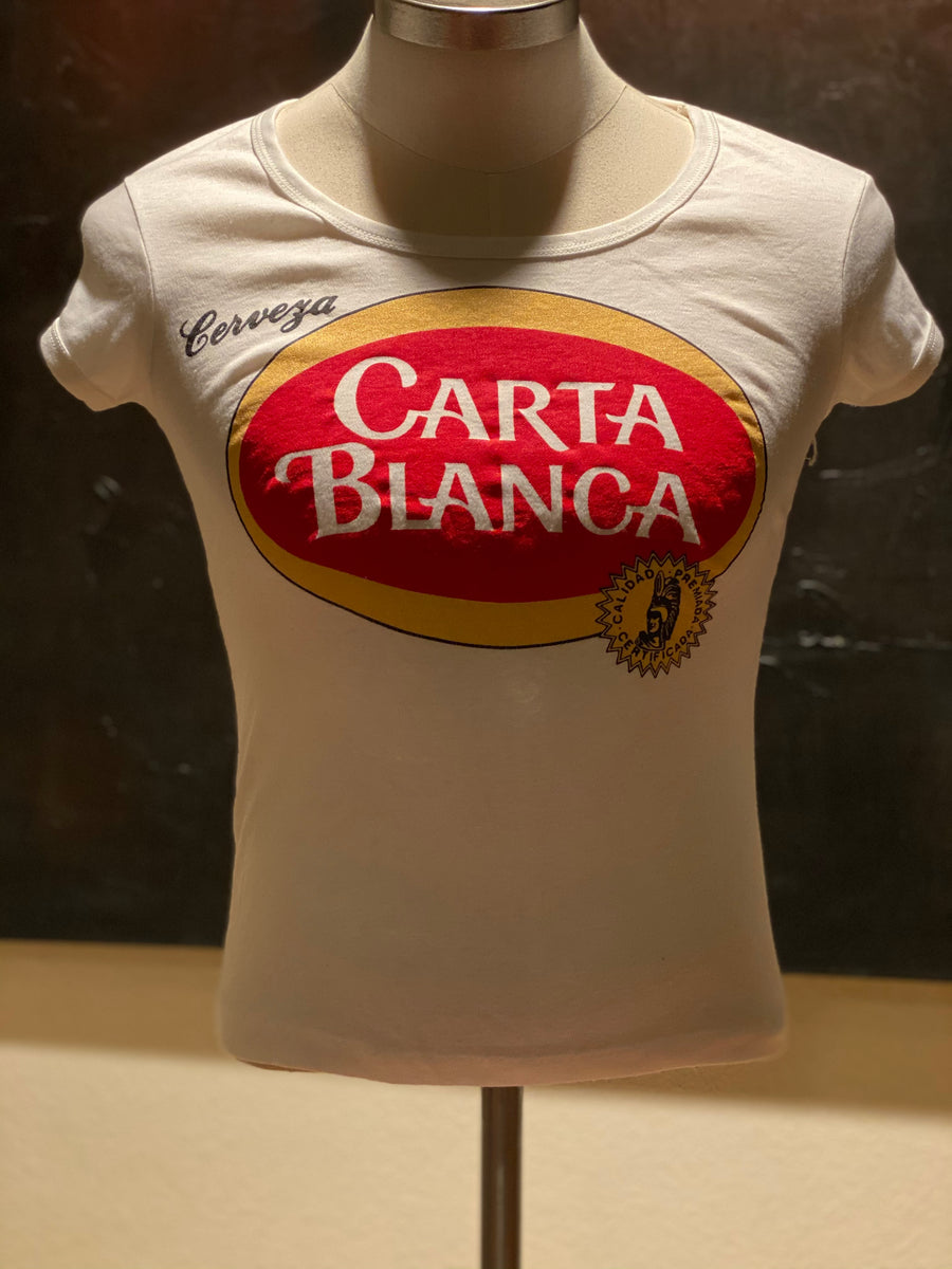 Womens Vintage Carta Blanca Cerveza Shirt Medium
