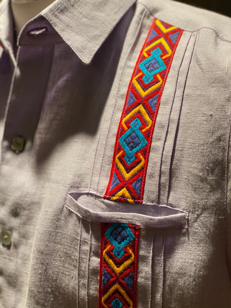 Linen violet sarape guayabera