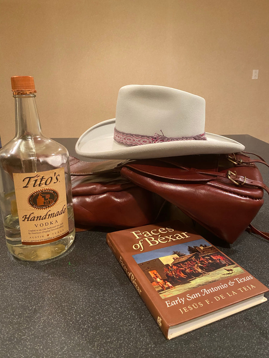 Vintage Texas hatters "HI ROLLER" Beaver Hat with braided vintage frayed ends hat band