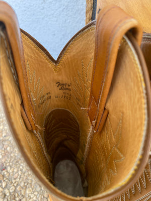 Vintage Tony Lama Ostritch boots in Peanut Color
