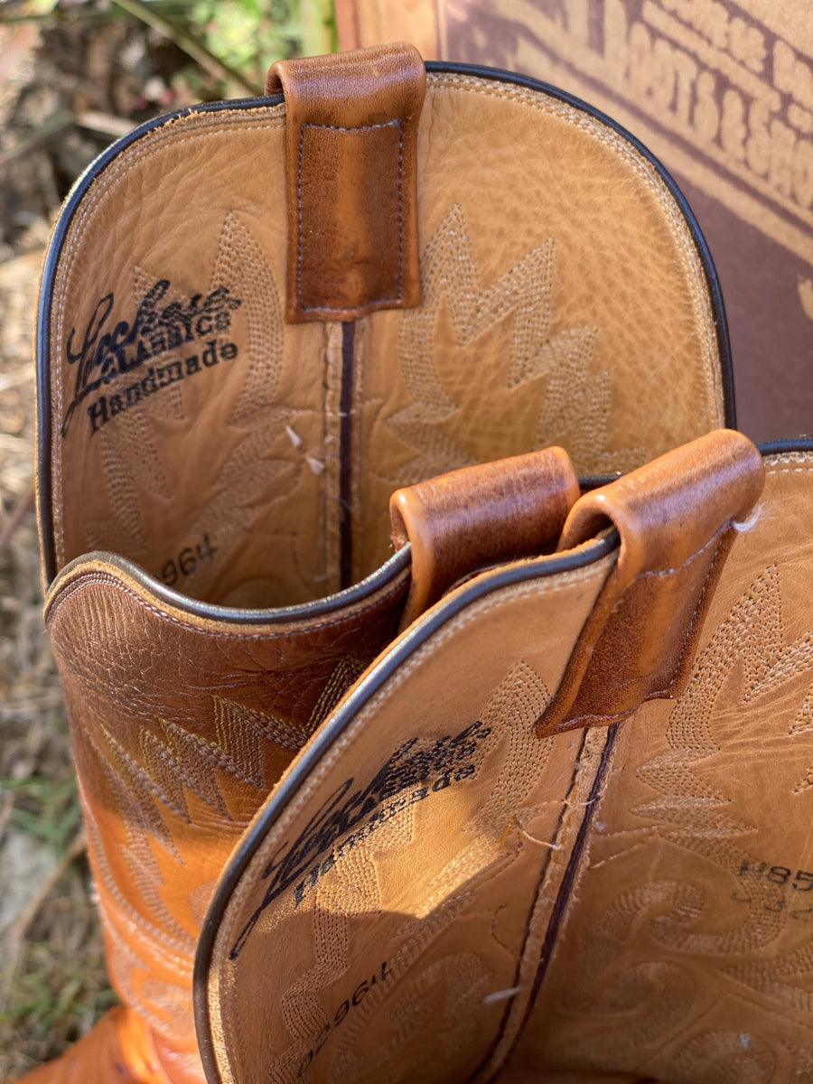 Vintage Handmade Lucchese Boots Ostritch in saddle Color