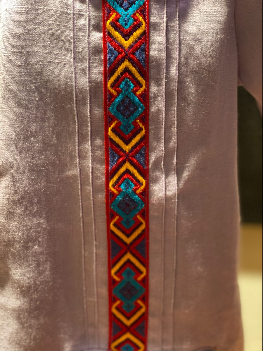 Linen violet sarape guayabera