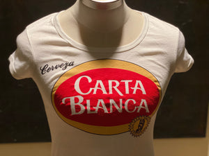 Womens Vintage Carta Blanca Cerveza Shirt Medium