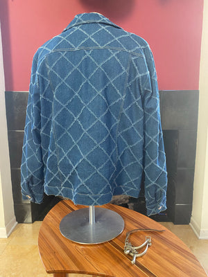 "Lucy in the Sky" patched jacket with Dia de los Muertos Lining