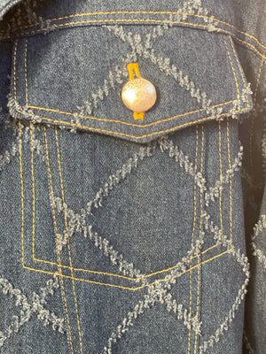 "Lucy in the Sky" patched jacket with Dia de los Muertos Lining