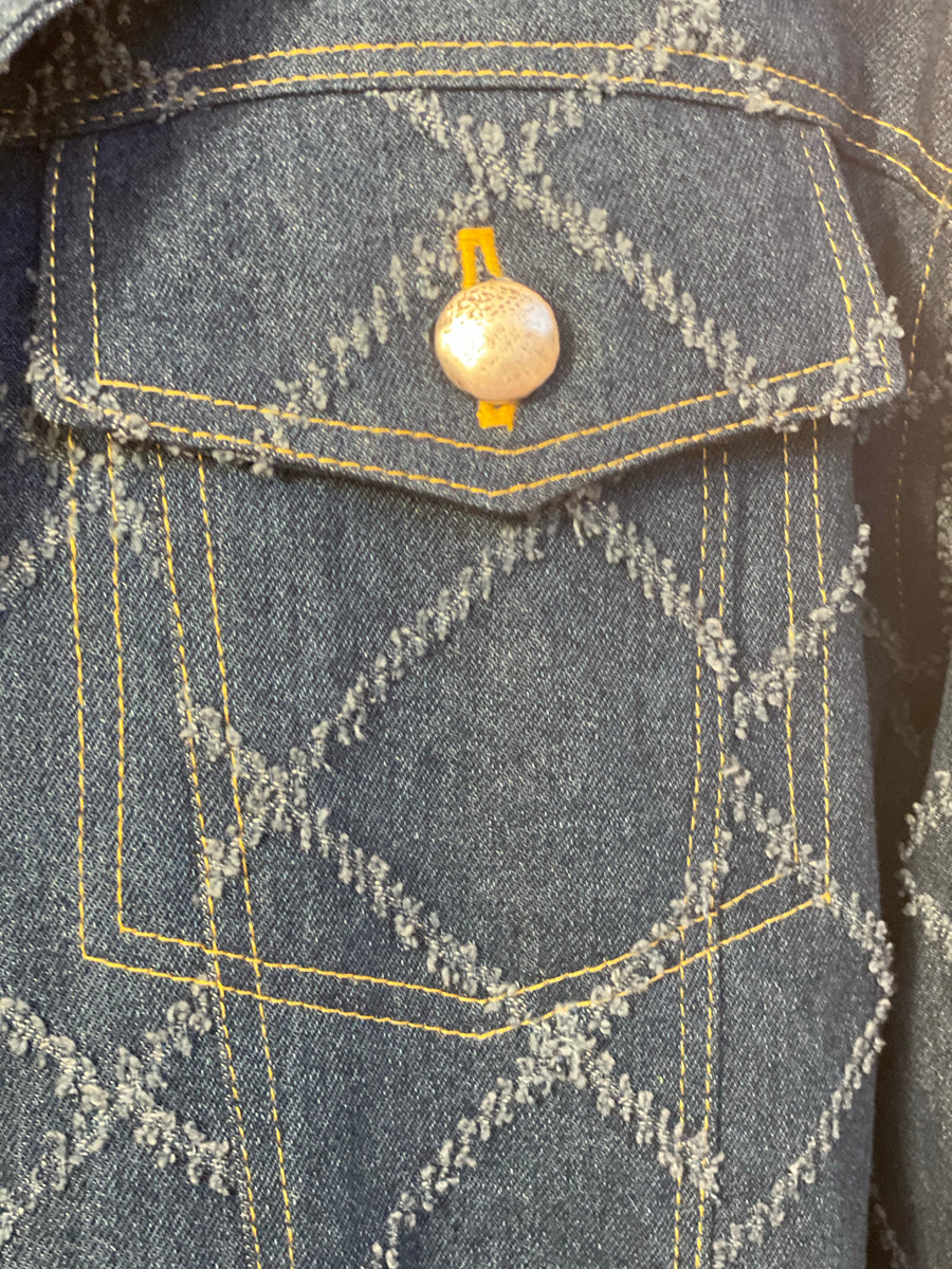 "Lucy in the Sky" patched jacket with Dia de los Muertos Lining