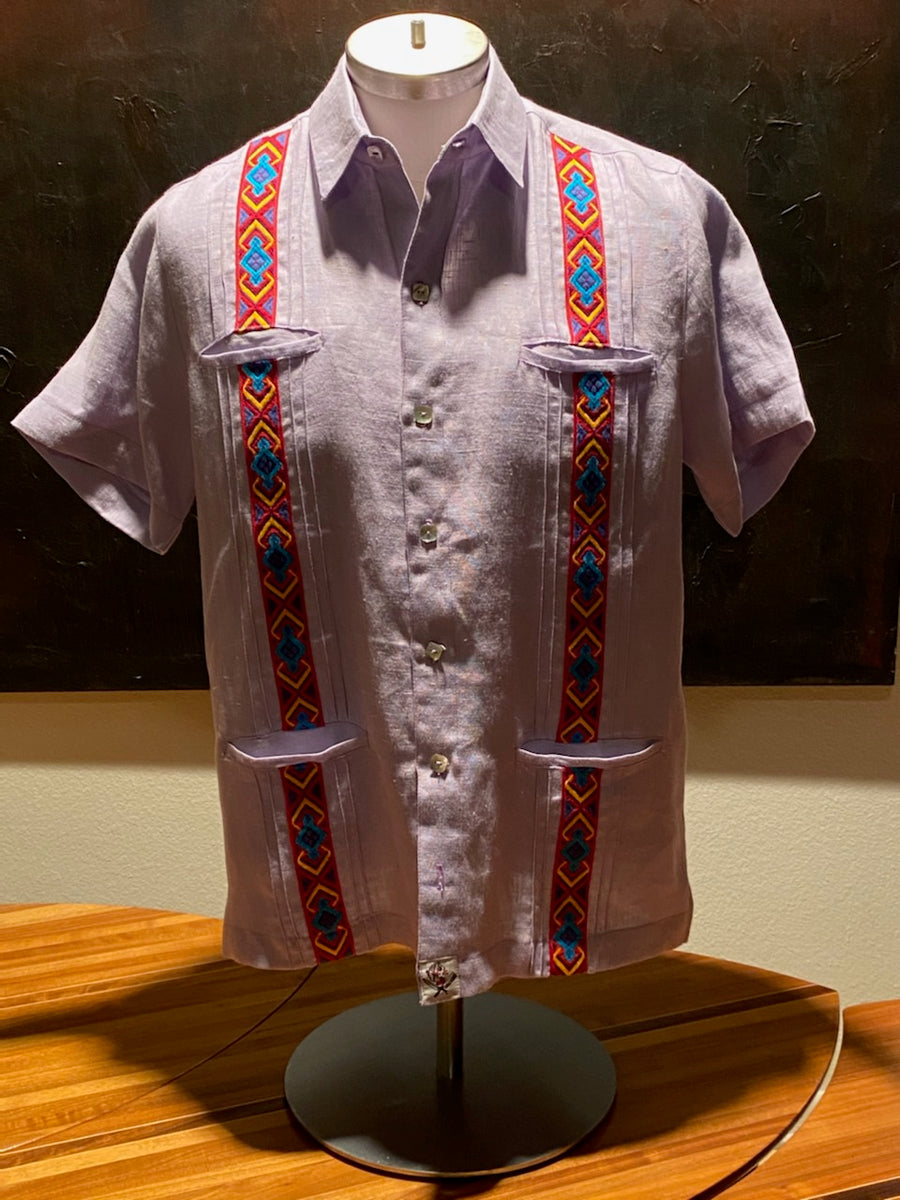 Linen violet sarape guayabera