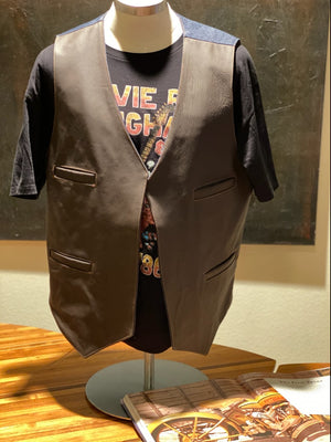 Denim and Leather Bar Vest NO BUTTONS