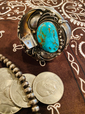WL&A Handmade Broken Arrow Turquoise Thunderbird Double Sided Black Bear  Claw Pendant | Whirlinglog and Arrow