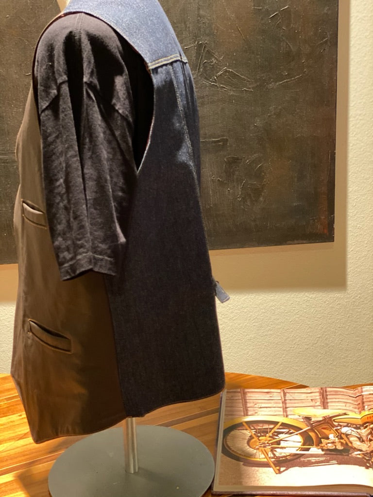 Denim and Leather Bar Vest NO BUTTONS